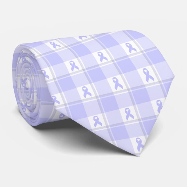 Gravata Esophageal Cancer Awareness Plaid Periwinkle (Rolled)