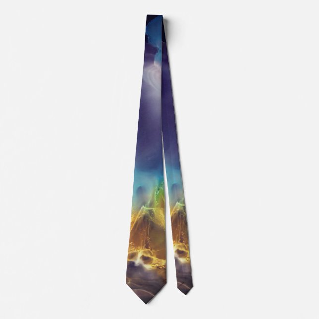 Gravata Espaço Nebula azul Amarelo Álcool Arte (Frente)