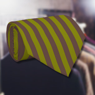 Gravata Espelho liso em castanho de chocolate e verde-azei