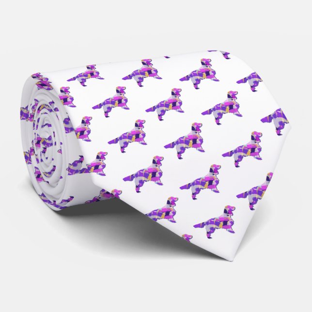 Gravata Espinger Spaniel Dog Silhouette White (Rolled)