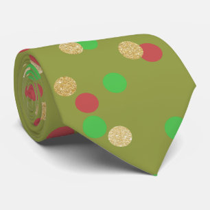 Gravata esplêndido dourado brilho verde-vermelho confete d