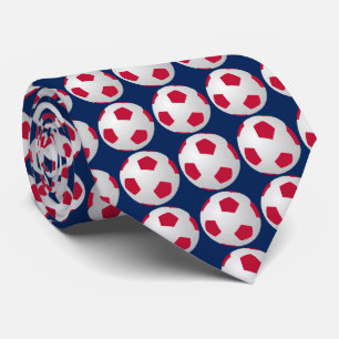 Gravata Esportes Amarrados, Futebol Ball, Vermelho, Branco