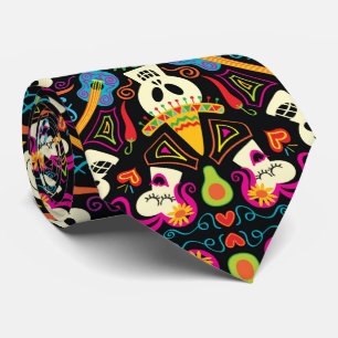 Gravata Esqueletos mexicanos celebrando o Dia dos Mortos