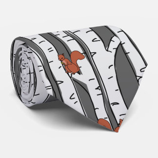 Gravata Esquilos em árvores de pássaros na cinza, bolotas 