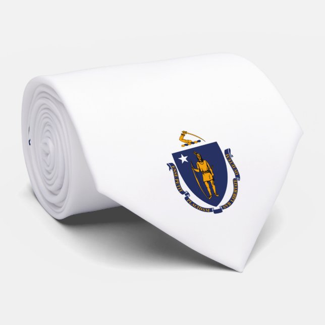 Gravata Estado de Massachusetts Flag Design (Rolled)