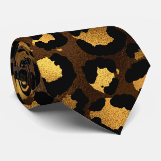 Gravata Estampa de leopardo em bronze e dourado