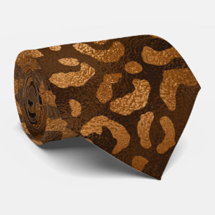 Gravata Estampa de leopardo metálico bronze
