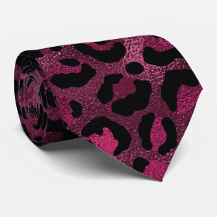 Gravata Estampa de leopardo metálico burgundy