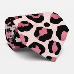Gravata Estampa de leopardo metálico rosa