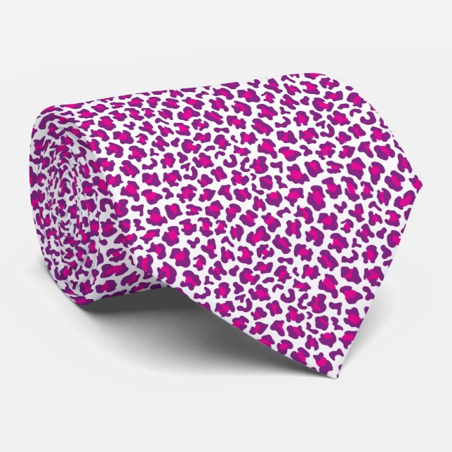 Gravata estampa de pele de leopardo rosa (Rolled)