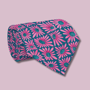 Gravata Estampa Floral Rosa Vintage Bloco Impresso Margari