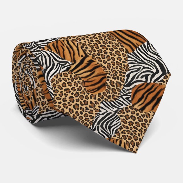Gravata Estampada com Animais Selvagens (Rolled)