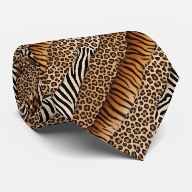 Gravata Estampada com Animais Selvagens (Rolled)