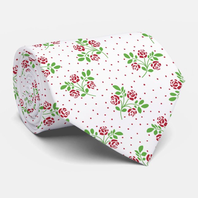 Gravata Estêncil do Rosa vermelha (Rolled)