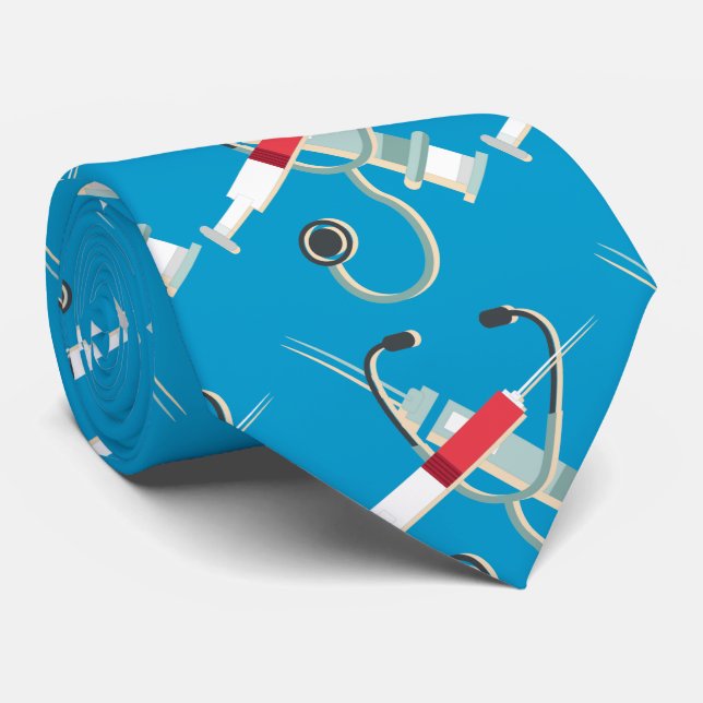 Gravata Estetoscópio e seringas (Rolled)