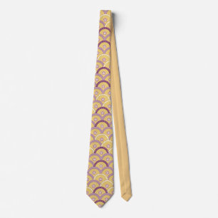 Gravata Estilo Art Deco em Ouro e Roxo em Design de Leque