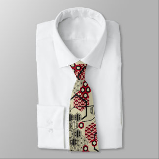 Gravata Estilo asiático hexágono - padrão vermelho e preto