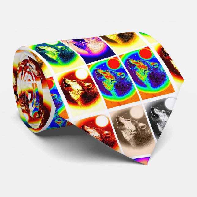 Gravata Estilo de Arte Moderna Único Wolf (Rolled)