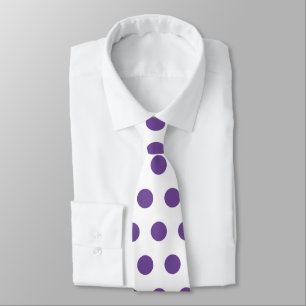 Gravata Estilo de bolinhas roxas grandes em branco