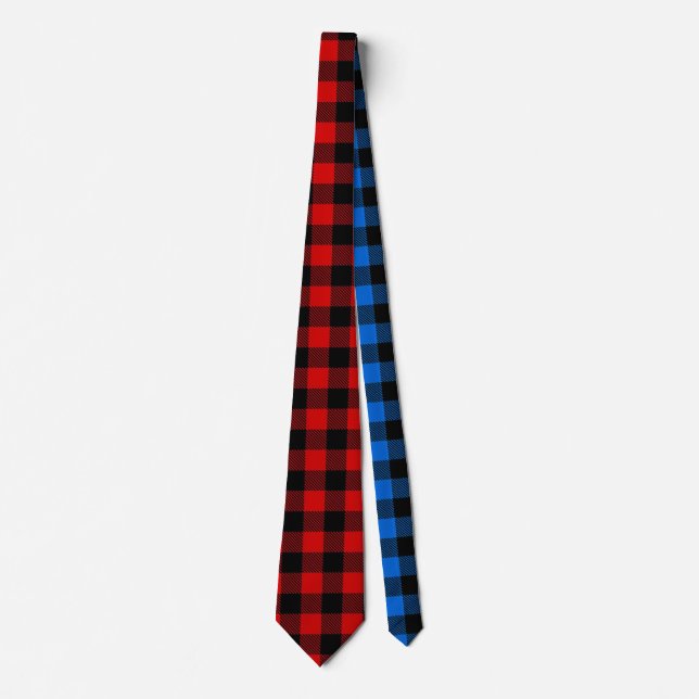 Gravata Estilo de Lumberjack - tecido vermelho e azul + su (Frente)