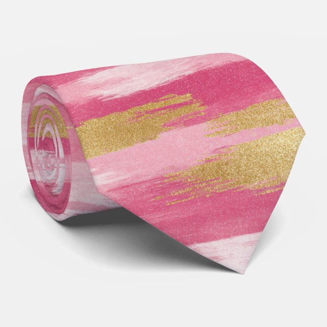 Gravata Estilo do Pescoço Dourado Rosa (Rolled)
