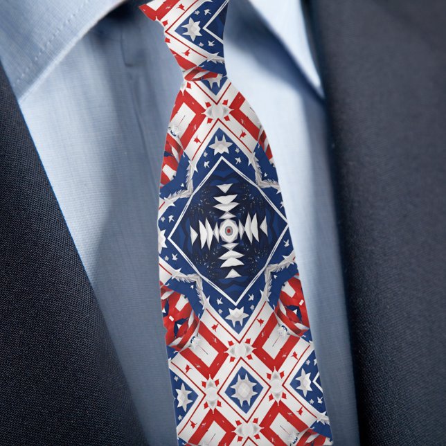 Gravata Estilo Patriótico Vermelho Branco Azul (Criador carregado)