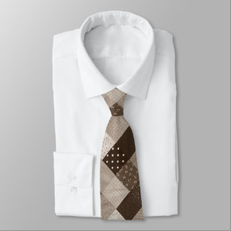 Gravata estilo vintage beige e retalhamento marrom