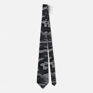 Gravata Estojo Camuflado Preto e Cinza Padrão de Camufla