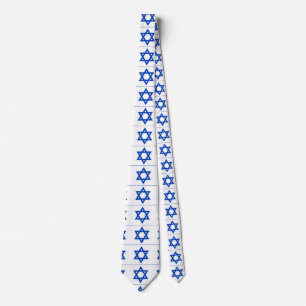 Gravata estrela azul judaica em branco