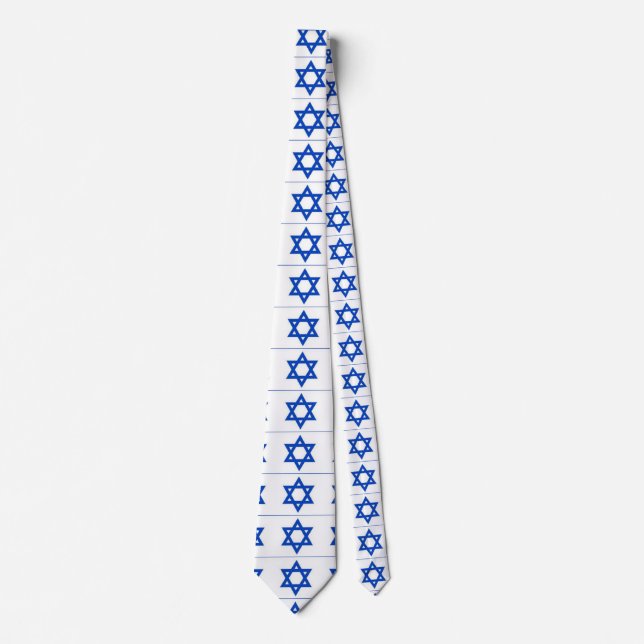 Gravata estrela azul judaica em branco (Frente)