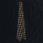 Gravata Estrela de David & Menorah<br><div class="desc">Estrela Amarela de David cheia de azul e menorah.</div>