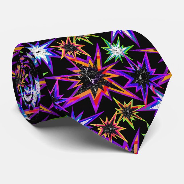 Gravata Estrelas a preto, estrelas. (Rolled)