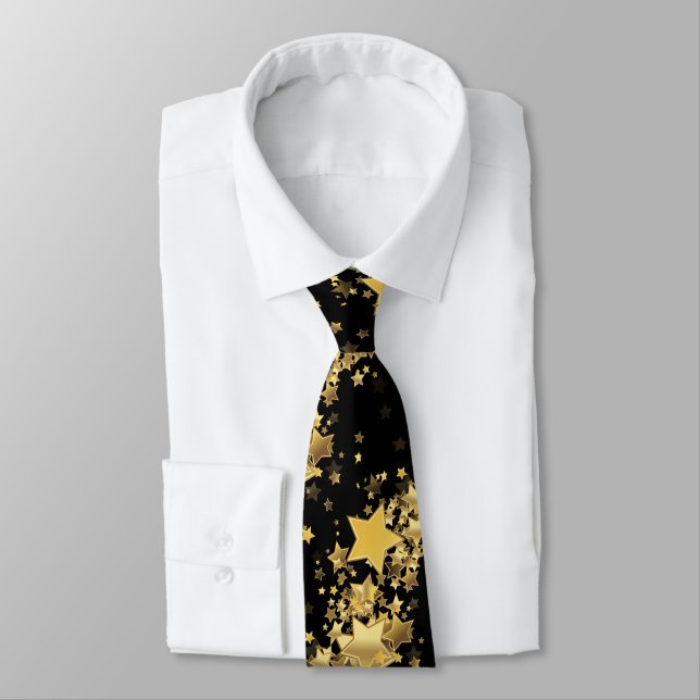 Gravata Estrelas Douradas de empadas masculinas (Amarrado)
