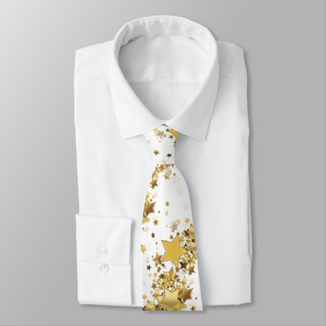 Gravata Estrelas Douradas de empadas masculinas (Amarrado)