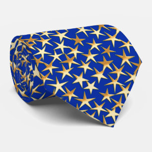 Gravata Estrelas douradas em azul cobalto
