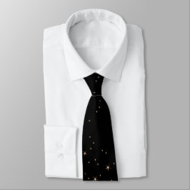 Gravata Estrelas Douradas Glamourosas em Preto