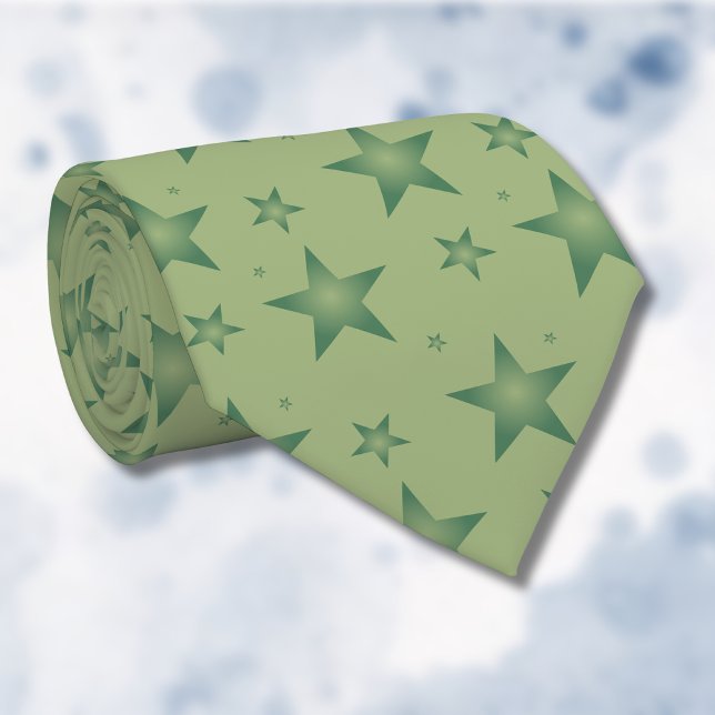 Gravata Estrelas Elegante e Na moda em Verde Sage (Criador carregado)