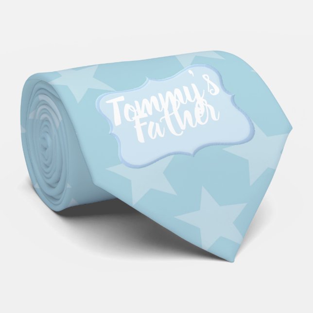 Gravata Estrelas em Azul para Novo papai de um Menino (Rolled)