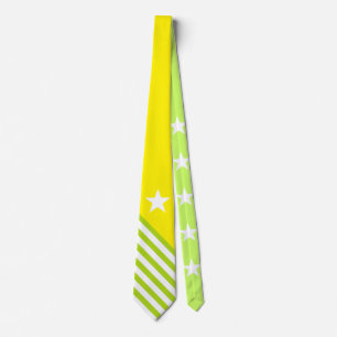 Gravata Estrelas & Listras branco verde + seu fundo & idei