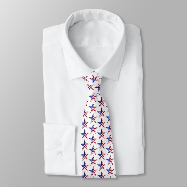 Gravata Estrelas Tie-Patriotic do Vestido de Mens (Amarrado)