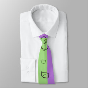 Gravata Etnia Decal Impressão Verde Roxo Preto