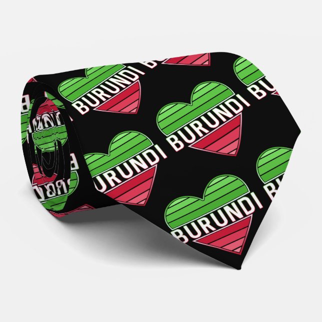 Gravata Eu Amo Burundi, Coração Burundi (Rolled)