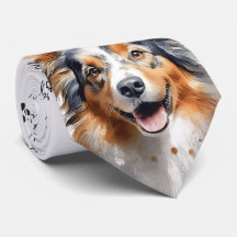 Eu Amo Cachorros Collie Dog Neck Tie