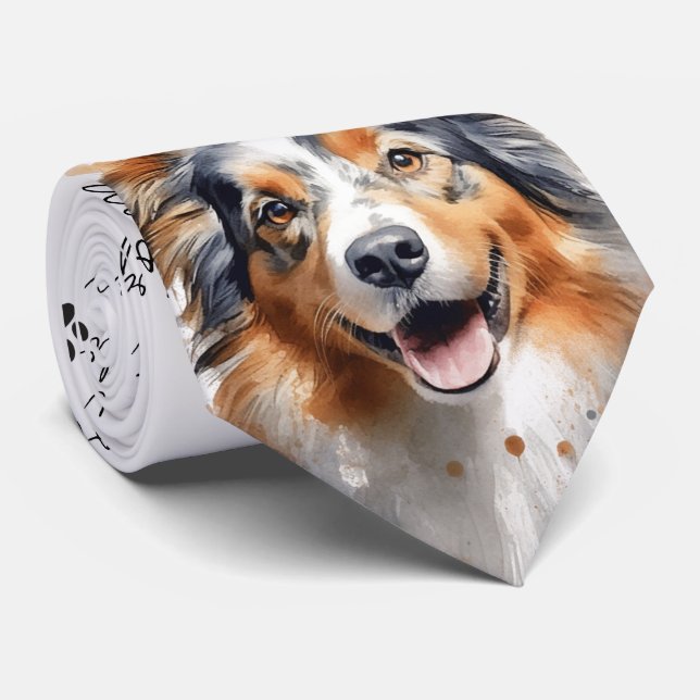 Gravata Eu Amo Cachorros Collie Dog Neck Tie (Rolled)