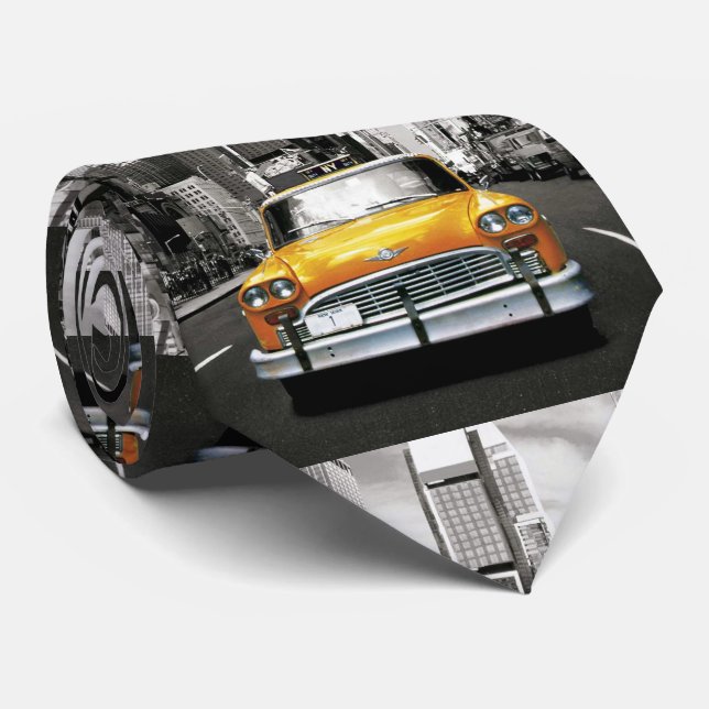 Gravata Eu amo NYC - táxi de New York (Rolled)