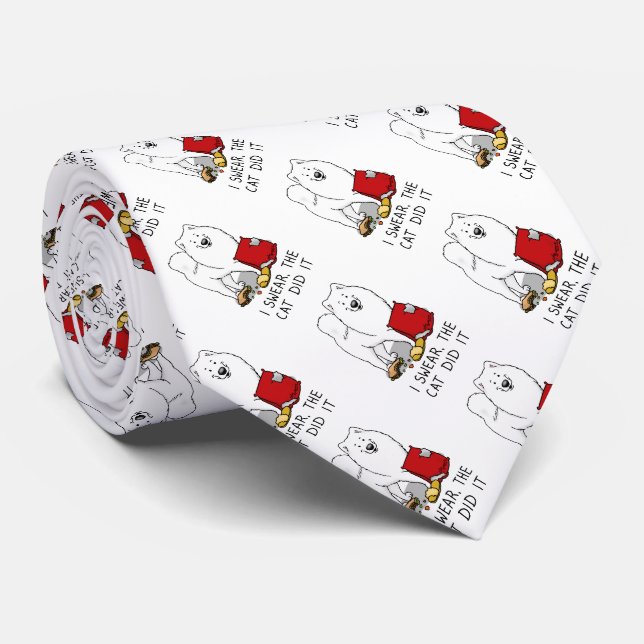 Gravata Eu Juro Que O Gato Samoyed Cachorro Engraçado (Rolled)