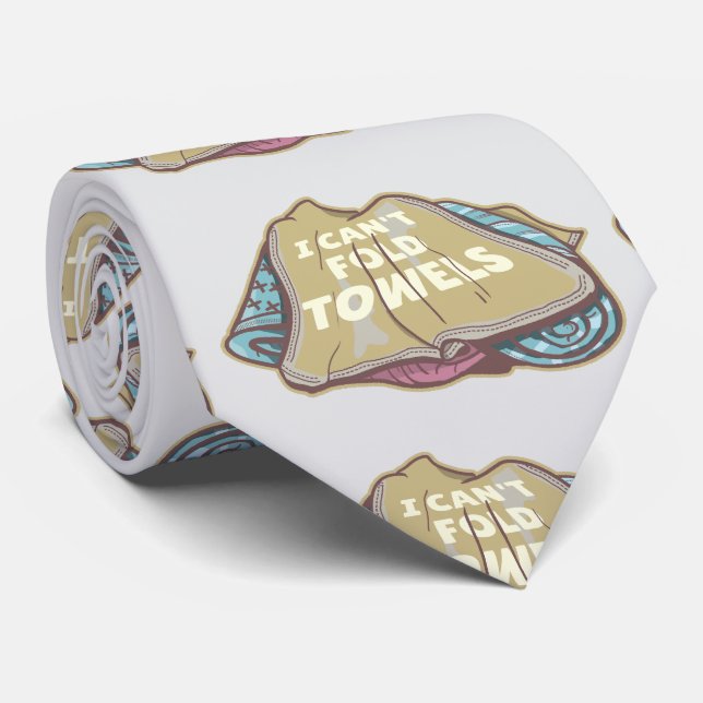 Gravata Eu não posso dobrar toalhas engraçadas lavanderia  (Rolled)