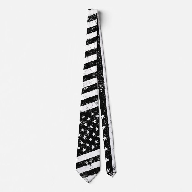 Gravata EUA Flag, Black and White (Frente)