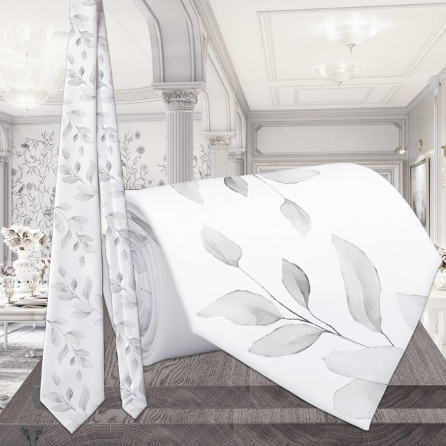 Gravata Eucalipto De Cinza Mole Em Casamento Branco Puro (Criador carregado)