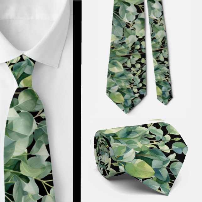 Gravata Eucalyptus Greenery Classic Formal Floral Neck Tie (Criador carregado)